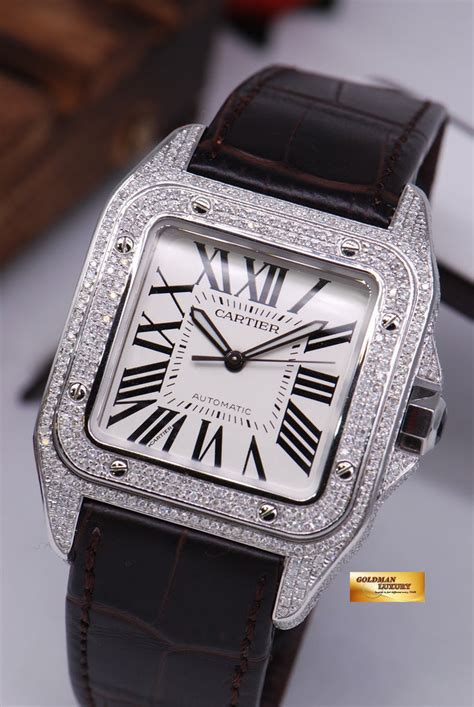 cartier santos xl full diamond|cartier santos full diamond.